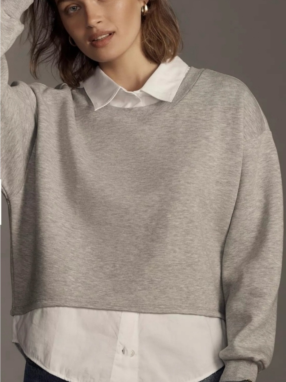 Maeve Everyday Crewneck Sweatshirt All in One Shirt Light Gray